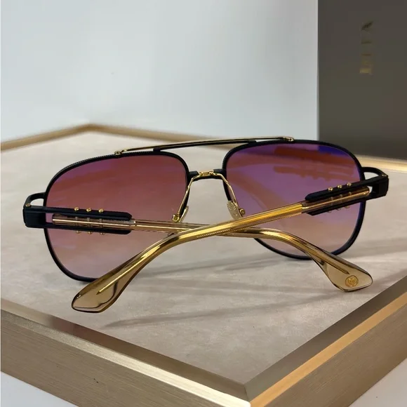 DITA Black and Gold Sunglasses with Pink Lenses